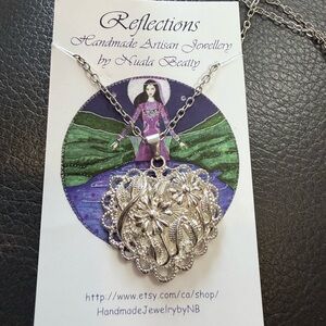 Reflections 925 Silver Floral Heart Pendant Necklace